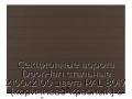 sekczionnyie-vorota-doorhan-stalnyie-2100x2100-czveta-ral-8017-korichnevo-krasnyij-s-dizajnom-«shirokaya-czentralnaya-polosa»-bez-avtomatiki