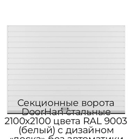 sekczionnyie-vorota-doorhan-stalnyie-2100x2100-czveta-ral-9003-belyij-s-dizajnom-«doska»-bez-avtomatiki