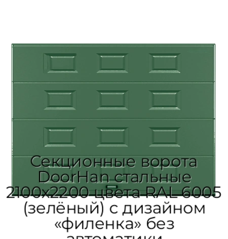 sekczionnyie-vorota-doorhan-stalnyie-2100x2200-czveta-ral-6005-zelyonyij-s-dizajnom-«filenka»-bez-avtomatiki