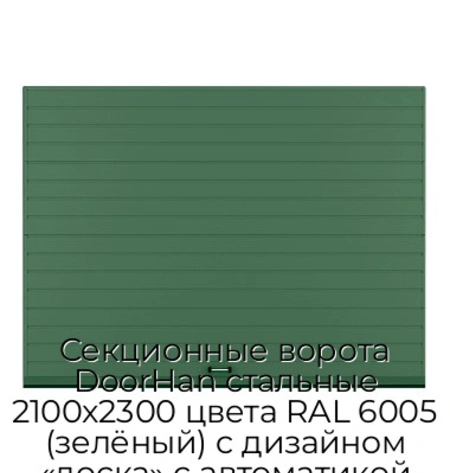 sekczionnyie-vorota-doorhan-stalnyie-2100x2300-czveta-ral-6005-zelyonyij-s-dizajnom-«doska»-s-avtomatikoj