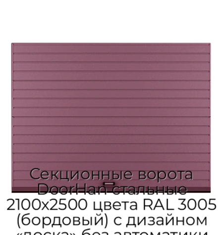 sekczionnyie-vorota-doorhan-stalnyie-2100x2500-czveta-ral-3005-bordovyij-s-dizajnom-«doska»-bez-avtomatiki