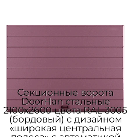 sekczionnyie-vorota-doorhan-stalnyie-2100x2600-czveta-ral-3005-bordovyij-s-dizajnom-«shirokaya-czentralnaya-polosa»-s-avtomatikoj