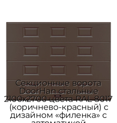 sekczionnyie-vorota-doorhan-stalnyie-2100x2700-czveta-ral-8017-korichnevo-krasnyij-s-dizajnom-«filenka»-s-avtomatikoj