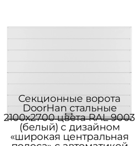 sekczionnyie-vorota-doorhan-stalnyie-2100x2700-czveta-ral-9003-belyij-s-dizajnom-«shirokaya-czentralnaya-polosa»-s-avtomatikoj