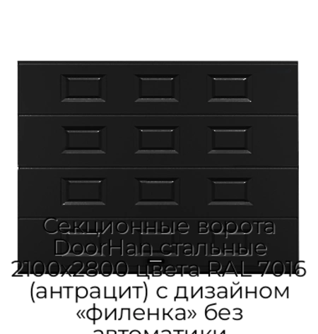 sekczionnyie-vorota-doorhan-stalnyie-2100x2800-czveta-ral-7016-antraczit-s-dizajnom-«filenka»-bez-avtomatiki