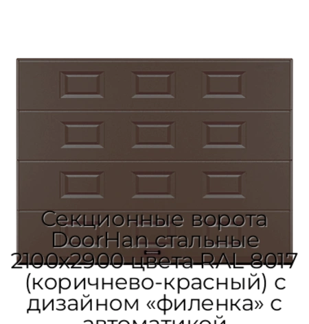 sekczionnyie-vorota-doorhan-stalnyie-2100x2900-czveta-ral-8017-korichnevo-krasnyij-s-dizajnom-«filenka»-s-avtomatikoj