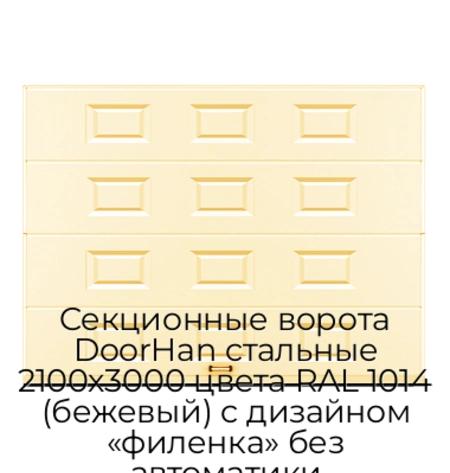 sekczionnyie-vorota-doorhan-stalnyie-2100x3000-czveta-ral-1014-bezhevyij-s-dizajnom-«filenka»-bez-avtomatiki