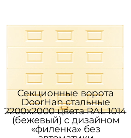 sekczionnyie-vorota-doorhan-stalnyie-2200x2000-czveta-ral-1014-bezhevyij-s-dizajnom-«filenka»-bez-avtomatiki