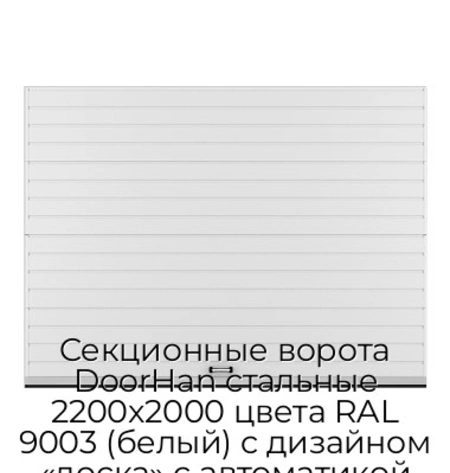 sekczionnyie-vorota-doorhan-stalnyie-2200x2000-czveta-ral-9003-belyij-s-dizajnom-«doska»-s-avtomatikoj