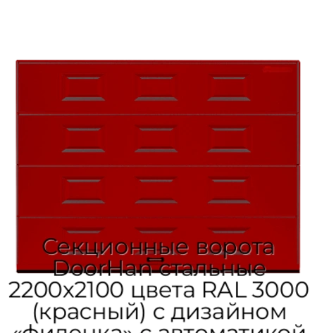 sekczionnyie-vorota-doorhan-stalnyie-2200x2100-czveta-ral-3000-krasnyij-s-dizajnom-«filenka»-s-avtomatikoj
