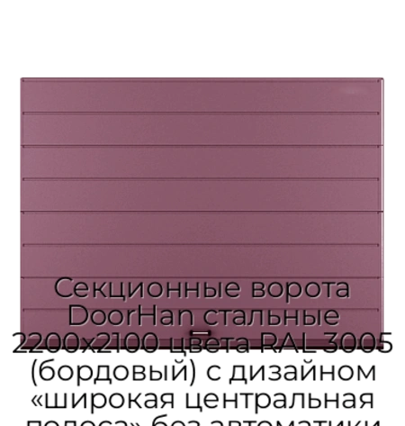 sekczionnyie-vorota-doorhan-stalnyie-2200x2100-czveta-ral-3005-bordovyij-s-dizajnom-«shirokaya-czentralnaya-polosa»-bez-avtomatiki
