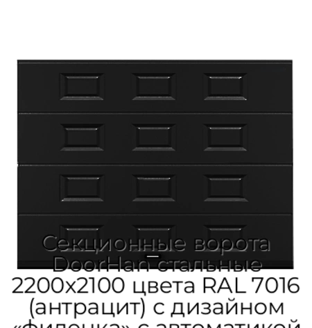 sekczionnyie-vorota-doorhan-stalnyie-2200x2100-czveta-ral-7016-antraczit-s-dizajnom-«filenka»-s-avtomatikoj