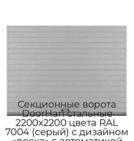 sekczionnyie-vorota-doorhan-stalnyie-2200x2200-czveta-ral-7004-seryij-s-dizajnom-«doska»-s-avtomatikoj