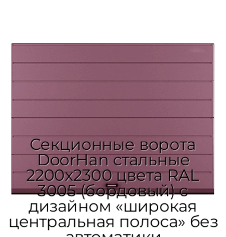sekczionnyie-vorota-doorhan-stalnyie-2200x2300-czveta-ral-3005-bordovyij-s-dizajnom-«shirokaya-czentralnaya-polosa»-bez-avtomatiki