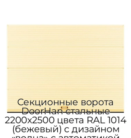 sekczionnyie-vorota-doorhan-stalnyie-2200x2500-czveta-ral-1014-bezhevyij-s-dizajnom-«volna»-s-avtomatikoj