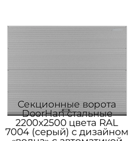 sekczionnyie-vorota-doorhan-stalnyie-2200x2500-czveta-ral-7004-seryij-s-dizajnom-«volna»-s-avtomatikoj