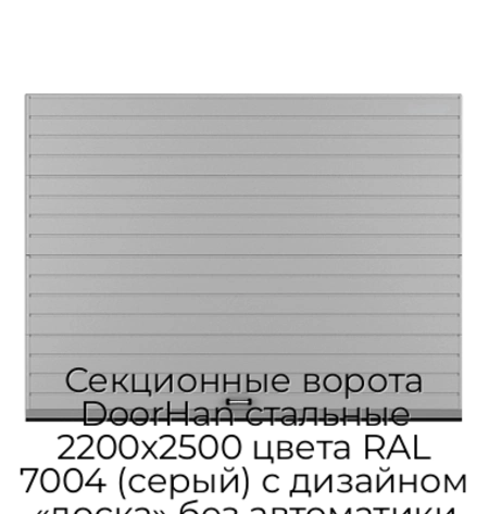 sekczionnyie-vorota-doorhan-stalnyie-2200x2500-czveta-ral-7004-seryij-s-dizajnom-«doska»-bez-avtomatiki