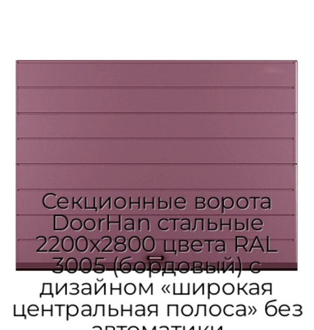 sekczionnyie-vorota-doorhan-stalnyie-2200x2800-czveta-ral-3005-bordovyij-s-dizajnom-«shirokaya-czentralnaya-polosa»-bez-avtomatiki