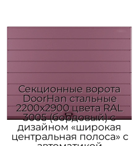 sekczionnyie-vorota-doorhan-stalnyie-2200x2900-czveta-ral-3005-bordovyij-s-dizajnom-«shirokaya-czentralnaya-polosa»-s-avtomatikoj