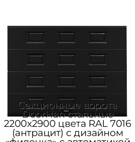 sekczionnyie-vorota-doorhan-stalnyie-2200x2900-czveta-ral-7016-antraczit-s-dizajnom-«filenka»-s-avtomatikoj