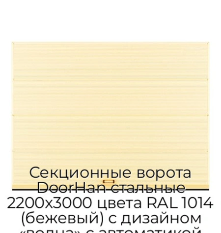 sekczionnyie-vorota-doorhan-stalnyie-2200x3000-czveta-ral-1014-bezhevyij-s-dizajnom-«volna»-s-avtomatikoj