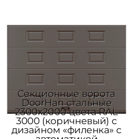 sekczionnyie-vorota-doorhan-stalnyie-2300x2000-czveta-ral-3000-korichnevyij-s-dizajnom-«filenka»-s-avtomatikoj