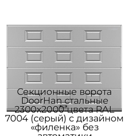 sekczionnyie-vorota-doorhan-stalnyie-2300x2000-czveta-ral-7004-seryij-s-dizajnom-«filenka»-bez-avtomatiki