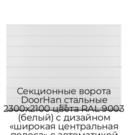 sekczionnyie-vorota-doorhan-stalnyie-2300x2100-czveta-ral-9003-belyij-s-dizajnom-«shirokaya-czentralnaya-polosa»-s-avtomatikoj
